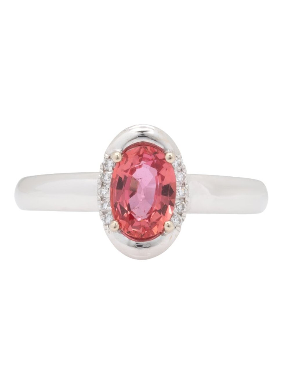 GIA 1.17Ct Padparadscha Sapphire Ring in Solid 14K Gold with Diamond Accents
